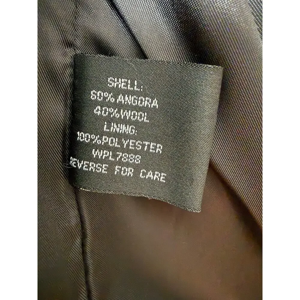 Anne Klein Black Wool‎ Angora Blend Coat Womens Size 10 Quiet Luxury Old Money